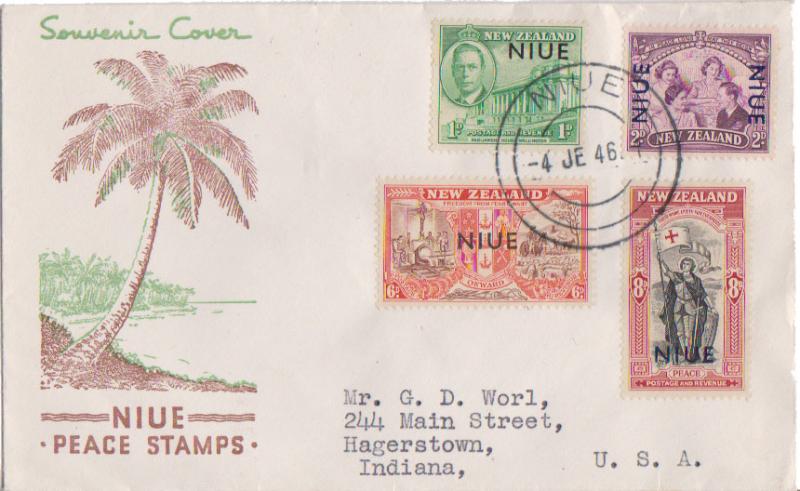 Niue Scott 90-93 Typewritten Address.