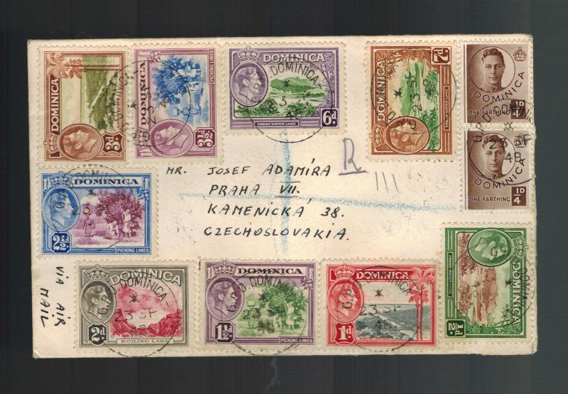 1948 Dominica  cover  to  Czechoslovakia CAnadian Steampships