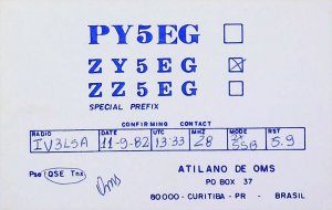 1982 CURITIBA BRAZIL Amateur Radio QSL Card 15821-