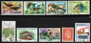 St. Vincent ~ Group of Nine (9) Different Stamps ~ MX