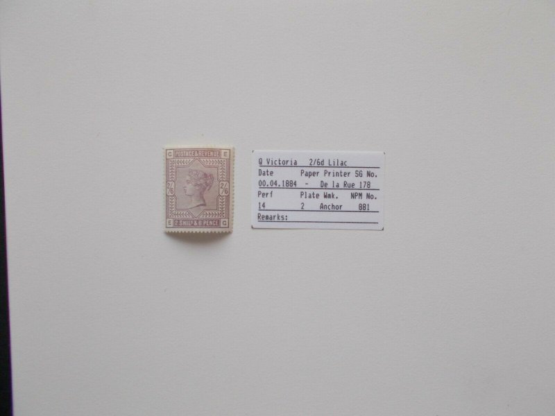 QV 1883 2/6- Lilac in Incredibly Lightly Mounted Mint Condition SG 178 Cat £600