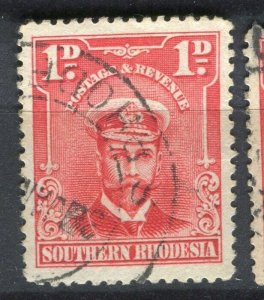 RHODESIA; 1913-22 early GV Admiral issue used Shade of 1d. Postmark