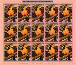 Equatorial Guinea 1976  NORTH AMERICAN BIRDS 7 MINI-SHEETLETS IMPERFORATED MNH