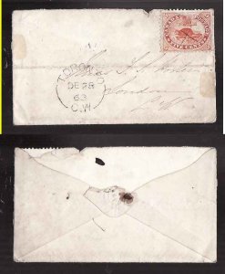 Canada-cover#8997 - 5c Beaver-York cnty-Toronto,Ont single broken circle [ 22.5