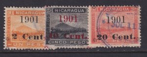 Nicaragua, Scott 134-136, used (136 small thin)