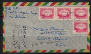 Bolivia #C113 x4 on cover to USA