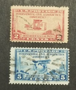 US Scott 649-650 Used Stamp Set 2c 5c Aeronautics Conference z6905