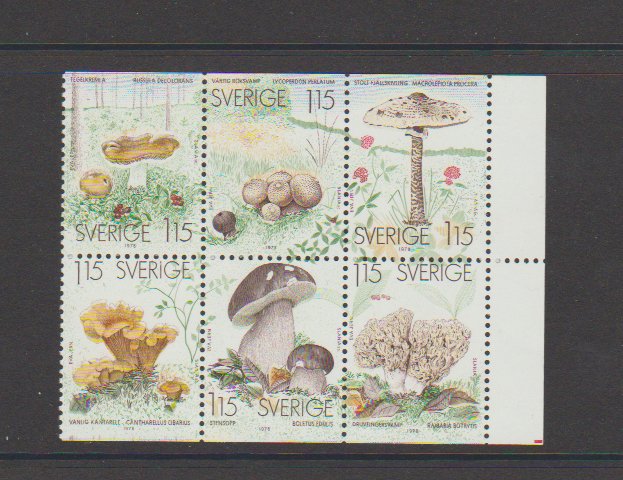 Sweden 1264a Booklet Pane of 6 Edible Mushrooms 1259-1264 MNH 1978