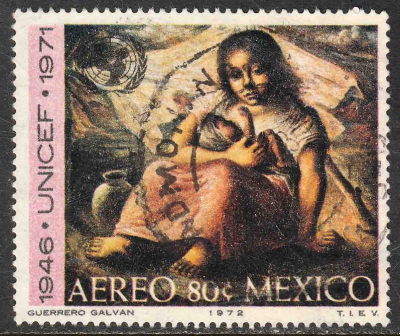 MEXICO C408, 25th Anniv UNICEF painting by Guerrero Used. VF. (232)