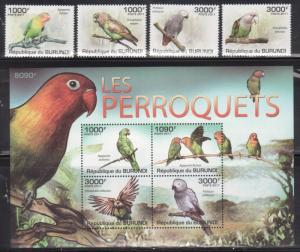 Burundi 872-6 Parrots and Birds Mint NH