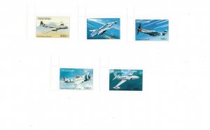 Tanzania 1997 - Airplanes on Stamps - Set of 5 Stamps - MNH