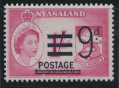 Nyasaland SG 193  SC# 117  MNH   Revenue Stamp Opt POSTAGE  see details 