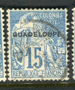 FRENCH COLONIES; GUADELOUPE 1890s classic Optd. issue fine used 15c.