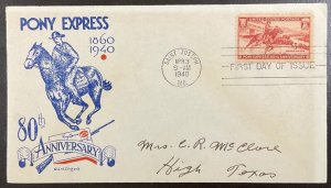 894 Clifford cachet  Pony Express FDC 1940