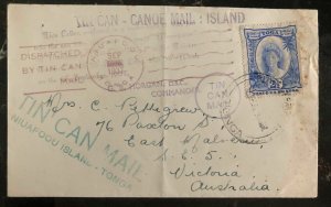 1937 Niuafoou Tonga Toga Islands Tin Can Mail Cover To Victoria Australia