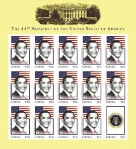 Liberia 2009 - 44th President of the USA - Barack Obama Sheet of 15 Stamps MNH