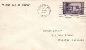 1934 Green Bay Wisconsin Nicolet's Landing First Day Cover