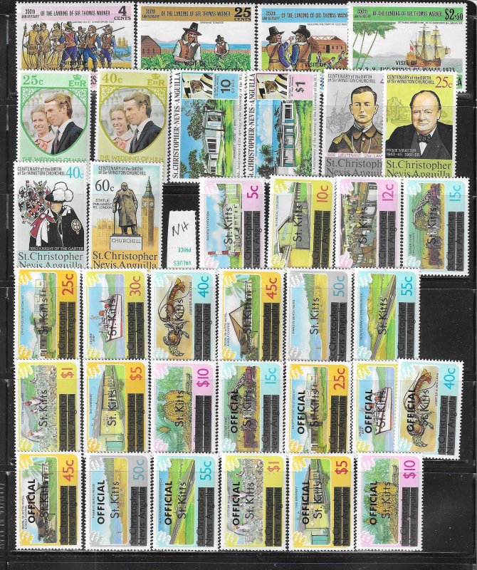 ST. KITTS NEVIS SELECTION 1953 TO 1974 +ST KITTS FIRST SETS (NH) -MINT HINGED