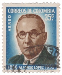 COLOMBIA YEAR 1961 AIRMAIL STAMP SCOTT # C394. USED. # 1