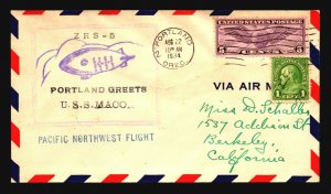 USS Macon 1934 Portland Greets Cachet / 8.22.34 - Z18855