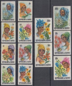 GUINEA Sc # 422-32,C86-7 CPL MNH SET of 13 - WOMEN of GUINEA with DIFF FLOWERS