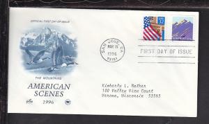 US Mountains 1996 PCS Typed FDC BIN