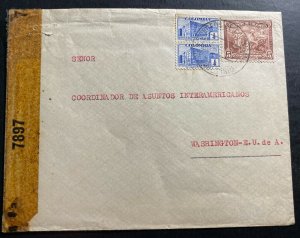 1943 Colombia Censored Cover To Washington DC USA