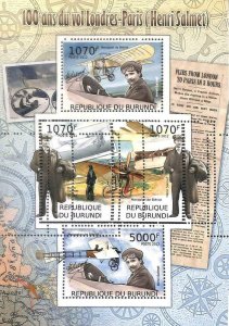 A0132  - BURUNDI - ERROR 2012  MISSPERF stamp SHEET:  AVIATION Bleriot Salmet