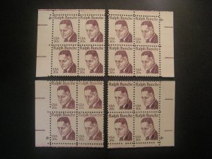 Scott 1860, 20c Ralph Bunche, PB4 #4 x4, Matched Set, MNH Great Americans Beauty