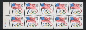 ALLY'S STAMPS US Scott #2528a 29c Flag & Olympic Rings B/P [10] MNH [BP-56d]