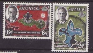 Jamaica-Sc#150-1- id4-unused og NH KGVI set-Maps-Boy Scouts-1952-