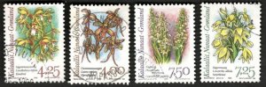 Beautiful : 1995-96 Gronland Greenland Flowers Sc #279-80 #282-83 - Used stamps