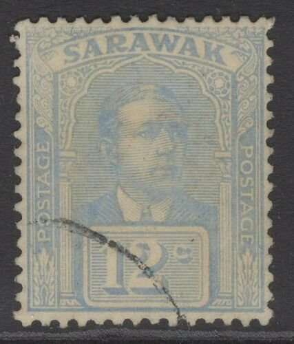 SARAWAK SG70a 1922 12c PALE DULL BLUE FINE USED 