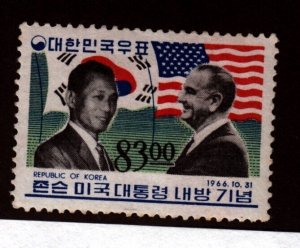 South Korea Sc 545 NH issue of 1966 - President Park And Johnson 