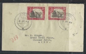 ADEN COVER (PP1311B) 1949 KGVI  3AX2 COVER TO ADEN TO H SINGER, MY GRANDFATHER'S 