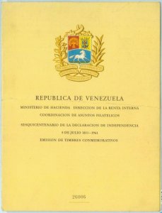 84317 - VENEZUELA - POSTAL HISTORY - OFFICIAL STAMP FOLDER 1961 Independence