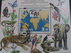 ​POLAND-2001-SC#3592 ENDANGER ANIMALS AND FLORA-FAUNA USED S/S SHEET VERY FINE