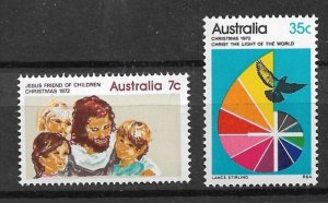 1972 Australia 539-40 complete Christmas set of 2 MNH
