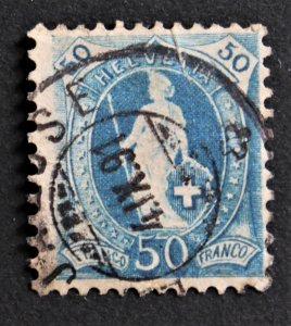 Switzerland 86 Used Light Blue Small Vertical Crease at Top