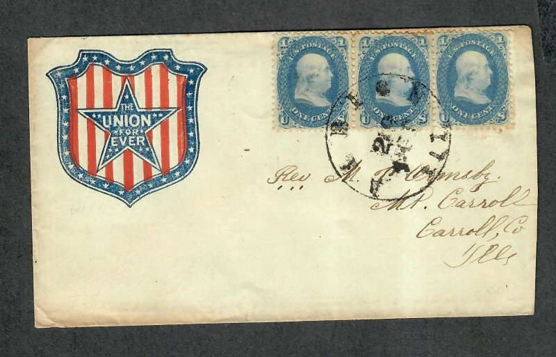 US Sc#63 Pair + Single On The Union Forever Patriotic Cover