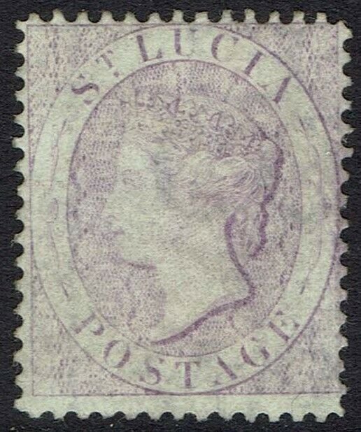 ST LUCIA 1864 QV (6D) WMK CROWN CC PERF 14 