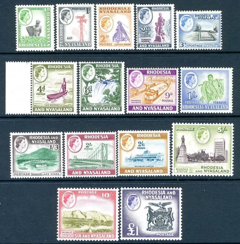 RHODESIA & NYASALAND-1959 Definitive Set of 15 Values Sg 18-31 UNMOUNTED MINT 