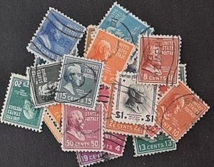 Scott #803-832; Pres issue; lot of 30 used, 1938-39. off paper, F/VF centering