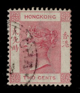 HONG KONG QV SG32a, 2c rose-pink, FINE USED. Cat £32.