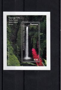 Samoa 2013 MNH Waterfall Part 2 Sopoago Falls Teuila Flower 1v S/S Flowers