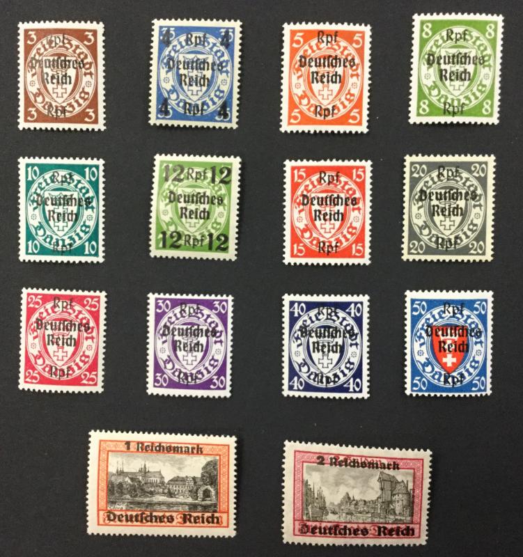 (BJ Stamps) DANZIG, 241-254, 1939 set of 14, FVF, OG, MNH. CV $190.00
