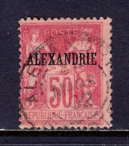FRANCE (OFFICES IN ALEXANDRIA) — SCOTT 12a — 1899 OVPT, TYPE I — USED — SCV $27