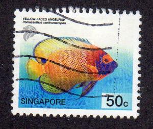 Singapore 994 - Used - Yellow-faced Angelfish (cv $1.00) (2)
