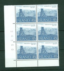 Iceland. 1977 Tourism, 45 Kr,Mnh. Plate # 24550. Block of 6. Scott# 503.