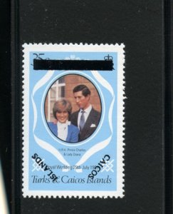 CAICOS ISLANDS WEDDING PRINCESS DIANA & PRINCE CHARLES 35c INVERTED OVERPRINT